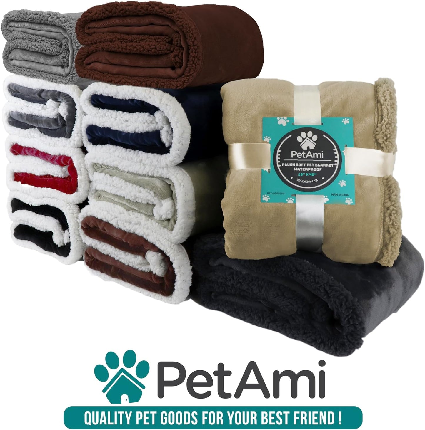 Waterproof Dog Blanket for Bed Couch Sofa,Waterproof Dog Bed Cover for Large Dogs,Grey Sherpa Fleece Pet Blanket Furniture Protector,Reversible,Queen 90 Inch X 90 Inch,Gray/Gray Sherpa
